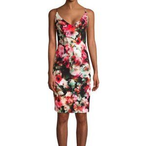 Black Halo Leni Floral Print Sleeveless Sheath Dress Sz 12 MSRP $395